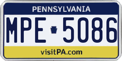 PA license plate MPE5086