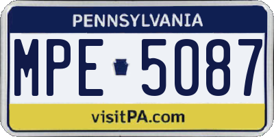 PA license plate MPE5087