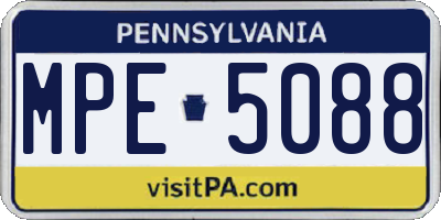 PA license plate MPE5088