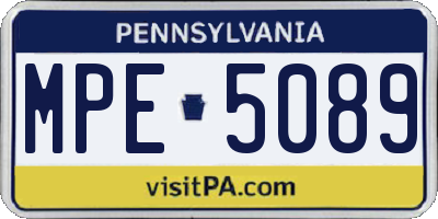 PA license plate MPE5089