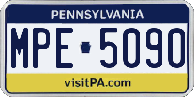 PA license plate MPE5090