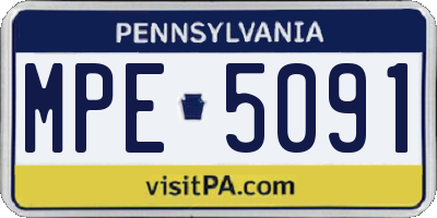 PA license plate MPE5091