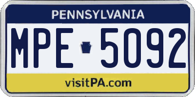 PA license plate MPE5092