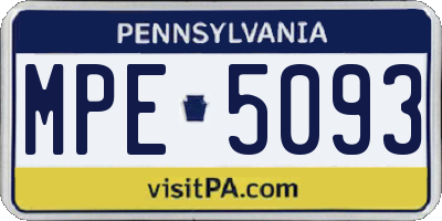 PA license plate MPE5093