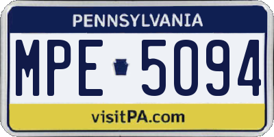 PA license plate MPE5094