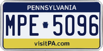 PA license plate MPE5096