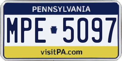 PA license plate MPE5097
