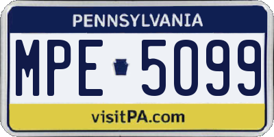 PA license plate MPE5099
