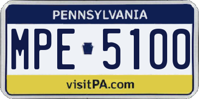 PA license plate MPE5100