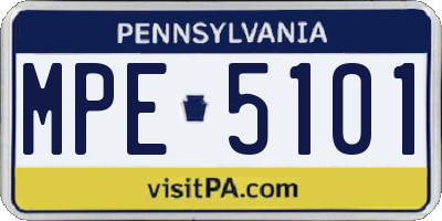 PA license plate MPE5101