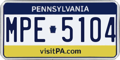 PA license plate MPE5104