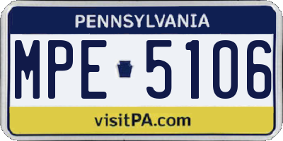 PA license plate MPE5106