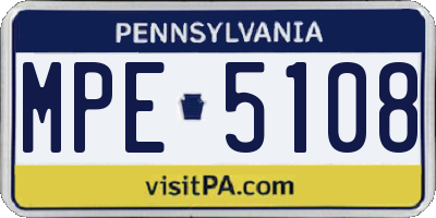 PA license plate MPE5108