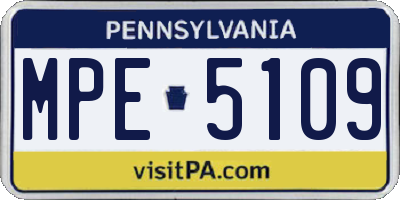 PA license plate MPE5109