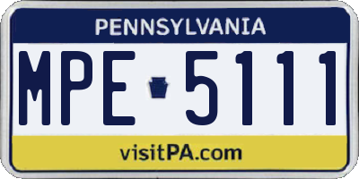 PA license plate MPE5111