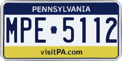 PA license plate MPE5112