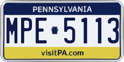 PA license plate MPE5113