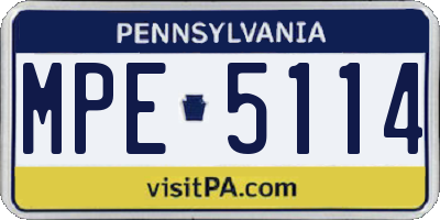 PA license plate MPE5114