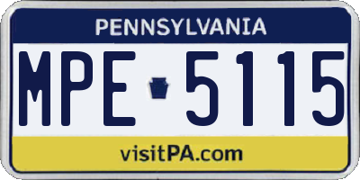 PA license plate MPE5115