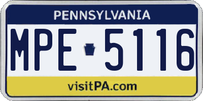 PA license plate MPE5116