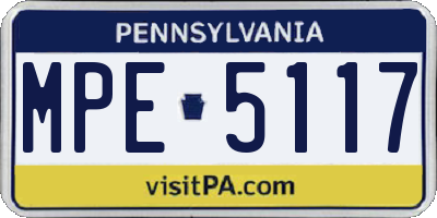 PA license plate MPE5117
