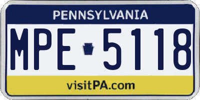 PA license plate MPE5118