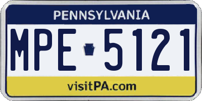 PA license plate MPE5121