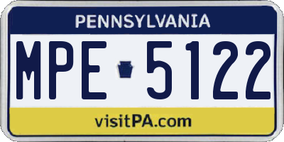 PA license plate MPE5122