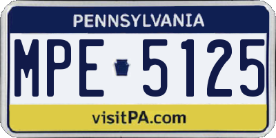 PA license plate MPE5125
