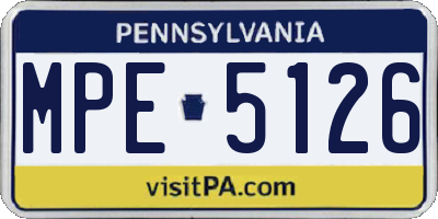 PA license plate MPE5126