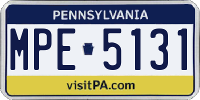 PA license plate MPE5131