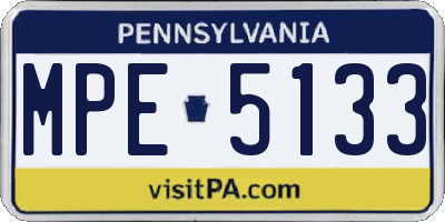 PA license plate MPE5133