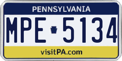 PA license plate MPE5134