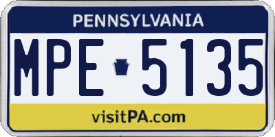 PA license plate MPE5135