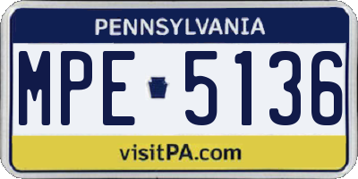 PA license plate MPE5136