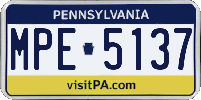 PA license plate MPE5137