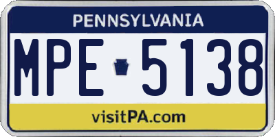 PA license plate MPE5138