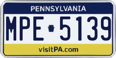 PA license plate MPE5139