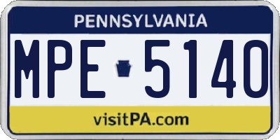 PA license plate MPE5140
