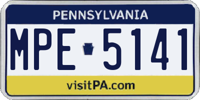 PA license plate MPE5141