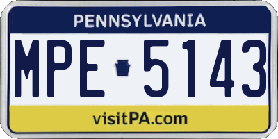 PA license plate MPE5143