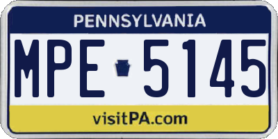 PA license plate MPE5145