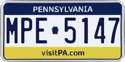PA license plate MPE5147