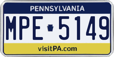 PA license plate MPE5149