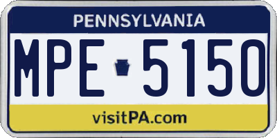 PA license plate MPE5150