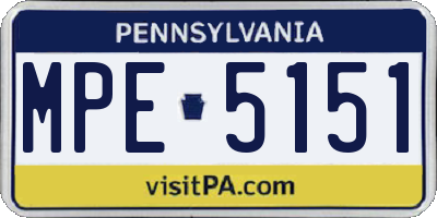PA license plate MPE5151