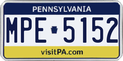 PA license plate MPE5152
