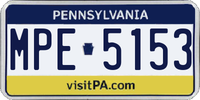 PA license plate MPE5153