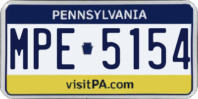 PA license plate MPE5154