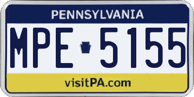 PA license plate MPE5155